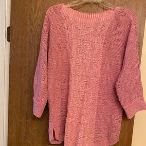 Nic+Zoe pink and gray cotton/linen knit sweater XL